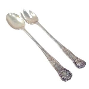 Vintage Godinger Silverplate Serving Utensil Set Fork Spoon Made In Hong‎ Kong